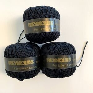 3 Reynolds Essence de Soie 100% Silk Yarn Black 20 g 73 yd each